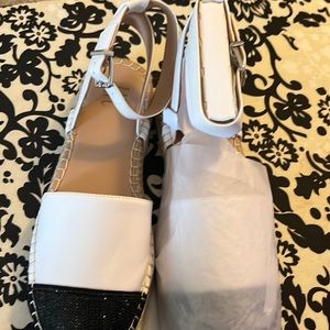 INC Black and White ankle sandals